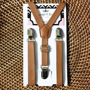 Leather Suspenders, Mens Suspenders, Cognac Suspenders, Brown Suspenders, Rustic Wedding Suspenders, Toddler Suspenders, Wedding Suspenders