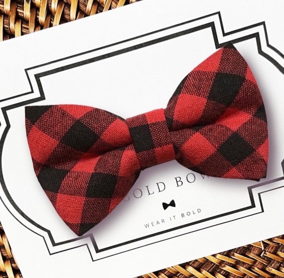 Red Buffalo Plaid Dog Bow Tie, Bow Tie for Dogs, Cats, Pets, Bowtie, Bow Ties, Christmas Dog Bow Tie, Christmas Bow Tie, Buffalo Check