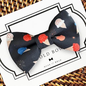 4th of July Dog Bow Tie, Cat Bow Tie, Ice Cream Dog Bowtie, Fourth of July Dog Bowties, Dog Collar Bows, USA Dog Bow Ties