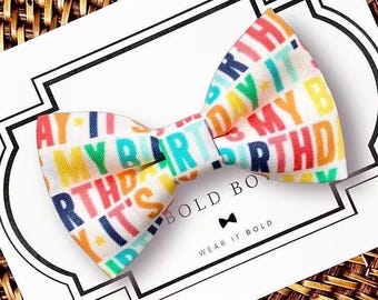 Birthday Dog Bow Tie, Colorful Party Pet Bowtie
