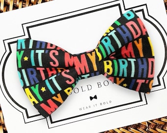 Birthday Dog Bow Tie, Pet Party Collar Accessory Rainbow