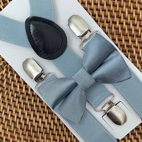 Dusty Blue Bow Tie Suspenders Ring Bearer Outfit Groomsmen Wedding Outfits Davids Bridal Color Match Page Boy Cake Smash All Ages Etsy UK