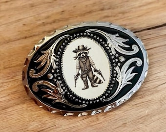 Belt Buckle Cowboy Accessory with Raccoon Cabochon Western Belt Buckle for Western Fashion, Custom Belt Buckle Gift for Him Anniversary Gift