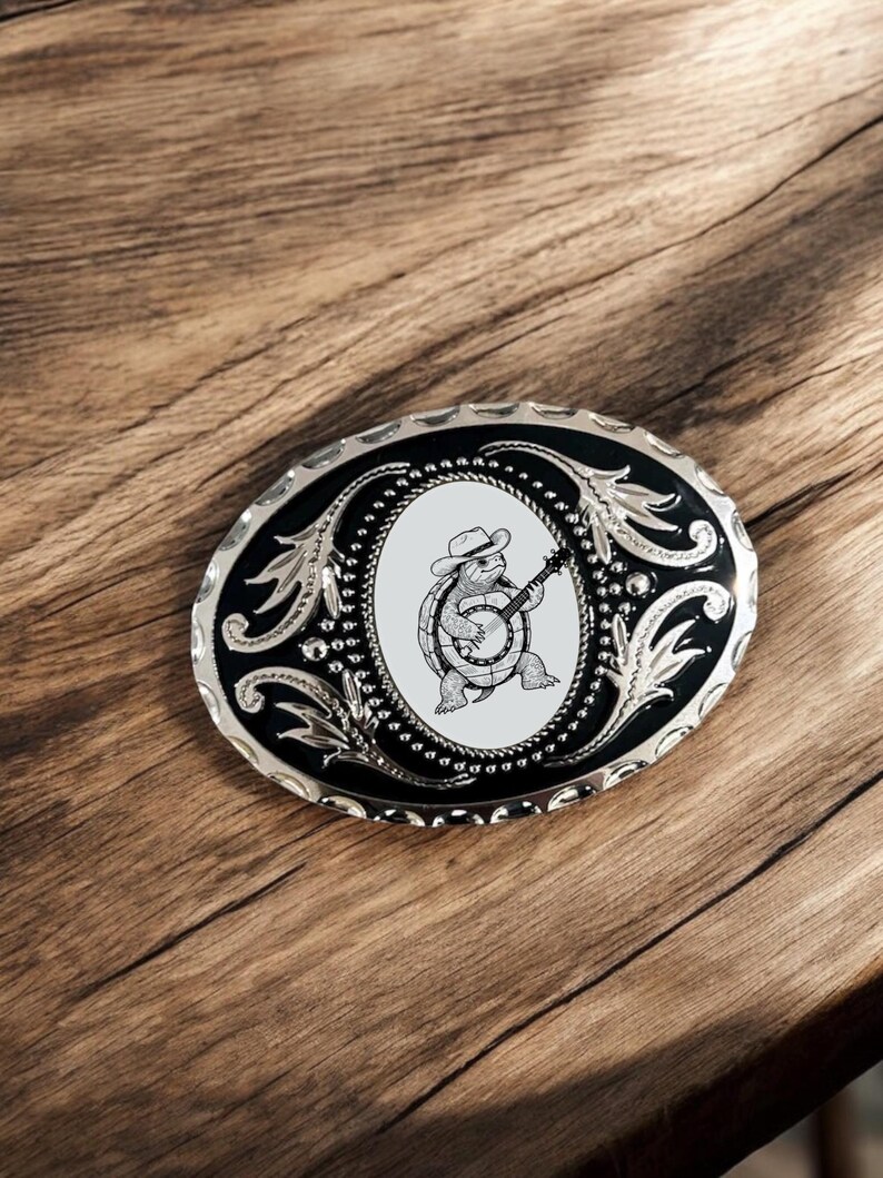 Cowboy Turtle Zinc Alloy Belt Buckle, Western Fashion Accessory image 2