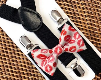 Red Lips Bow Tie & Suspenders: Valentines Day Outfit