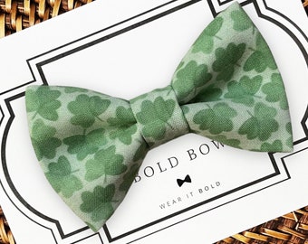 St. Patrick’s Day Dog Bow Tie, Green Clover Bow Tie for Dogs, Cats, Pets, Green Irish Dog Bow Tie, Dog Bow Tie, Dog Accessories, Dog Gift