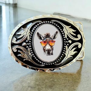 Belt Buckle Cowboy Accessory with Cool Donkey, Western Belt Buckle for Western Fashion, Custom Belt Buckle Gifts for Him Anniversary Gift