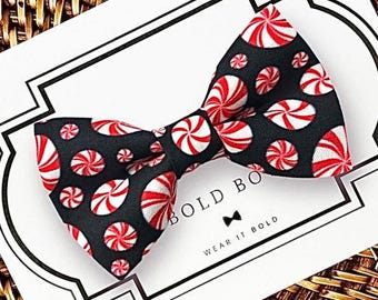 Christmas Dog Bow Tie: Peppermint Candy Cane Collar Accessory for Dog Lover Gift