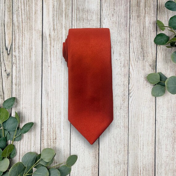 Burnt Orange Necktie for Weddings, Groomsman Gift, Groomsman Proposal, Terracotta Wedding, Burnt Orange Ties for Men,Groomsmen Gift,Neckties