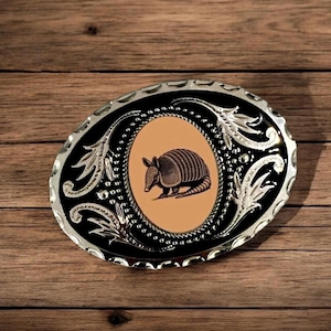 Belt Buckle Cowboy Accessory with Armadillo, Western Belt Buckle for Western Fashion, Custom Belt Buckle Gifts for Him Anniversary Gift
