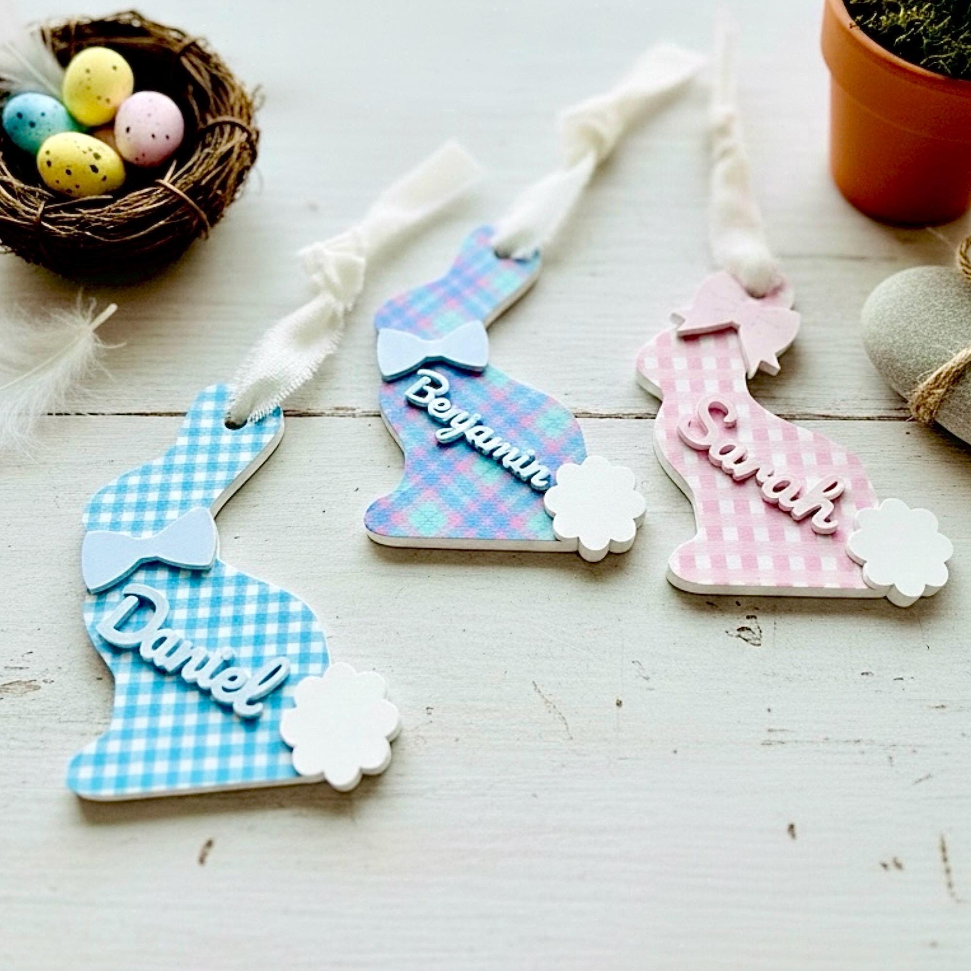 🐰Set of 3 Personalized Easter Basket Tag, Acrylic Bunny Name Tag, Easter Tags