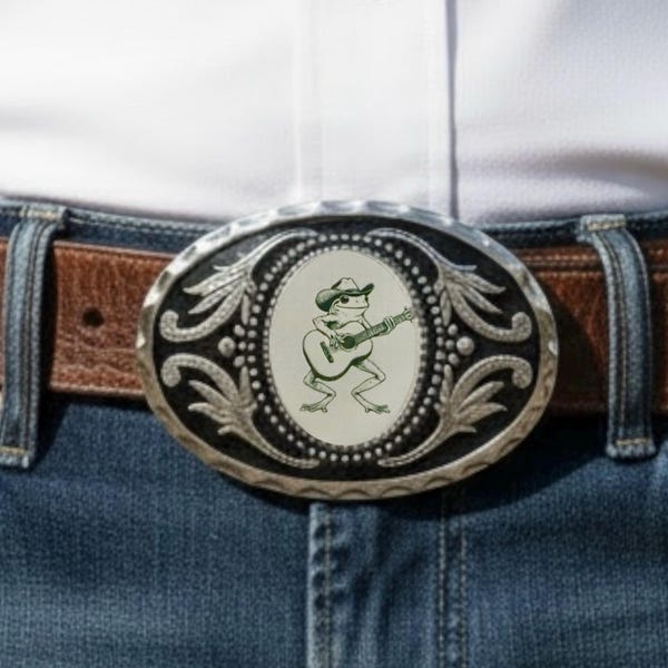 Belt Buckle Cowboy Accessory with Frog, Western Belt Buckle for Western Fashion, Custom Belt Buckle Gifts for Him Anniversary Gift