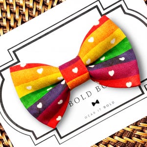 Rainbow Pride Dog Bow Tie, Love is Love, LGBTQ Pet Collar Accessory