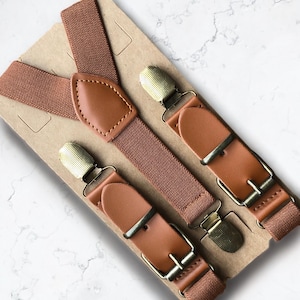 Tirantes marrones para bodas, Tirantes de cuero para hombre Tirantes para hombre, Tirantes para mujer, Tirantes de cuero marrón para bodas