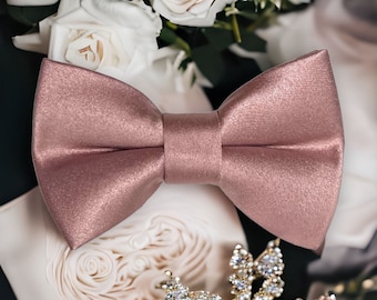 Rose Gold Hair Bow, Flower Girl Alligator Clip