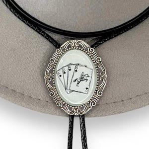 Deck of Cards Bolo Tie for Men and Women, Western Bolo Tie, Cowboy Mens Bolo Tie for Casino Night or New Years Eve