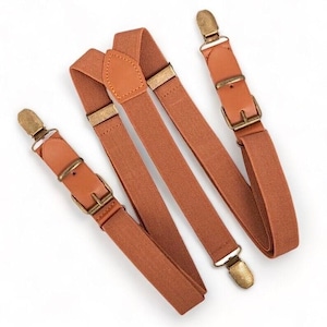 Leather Suspenders, Brown Suspenders, Buckle Suspenders, Ring Bearer Outfit, Wedding Suspenders, Groomsmen Suspenders, Mens Suspenders