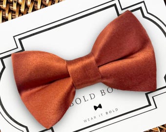 Terracotta Dog Bow Tie, Wedding Collar Accessory Fall Burnt Orange Cat Bowtie