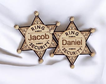 Personalized Ring Bearer Badge for Ring Security Badge, Ring Bearer Security Badge Wedding Signs, Ring Bearer Gift for Ring Bearer Box