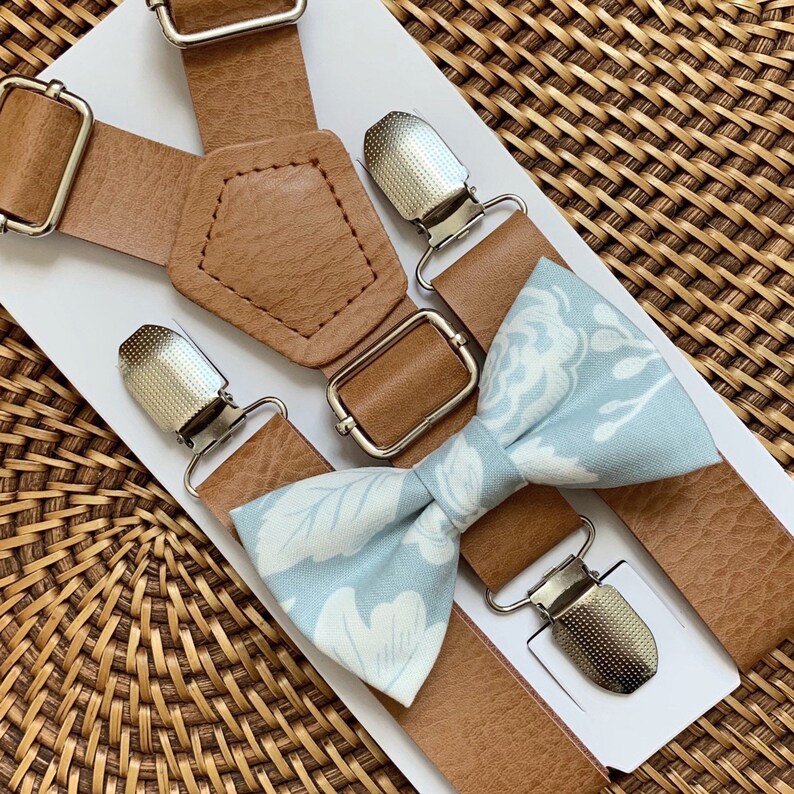 dusty blue floral bow tie