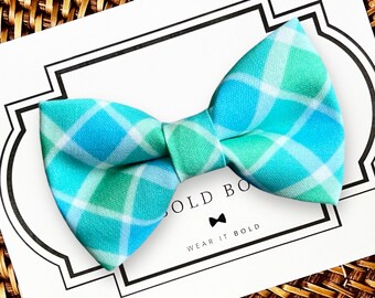 Easter Dog Bow Tie, Blue & Green Bow Tie for Dogs, Cats, Dog Bowtie, Plaid Dog Bow Ties, Dog Lover Gift, Dog Accessories, Dog Gift