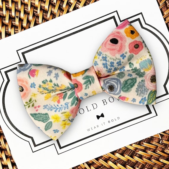Floral Girl Dog Bow Tie, Dog Bow Ties, Boho Dog Wedding, Dog Ring Bearer, Dog Bowtie for Dog Collar, Dog Bows, Bow Tie for Dogs & Cats
