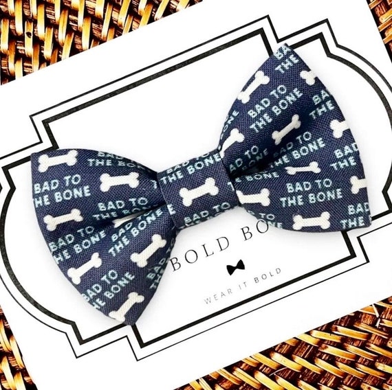 Bad to the Bone Dog Bow Tie, Blue Bow Tie for Dogs, Cat Bow Tie, Dog Bowtie, Bow Ties, Dog Accessories, Dog Birthday Gift, Dog Gift