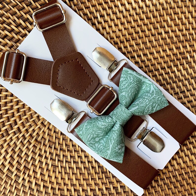 Sage Green Bow Tie With Dark Sage Detail Baby Bow Tie Boho Etsy