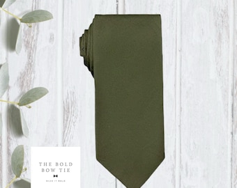 Olive Green Necktie, Wedding Groomsmen Gift, Olive Ties Men’s Tie