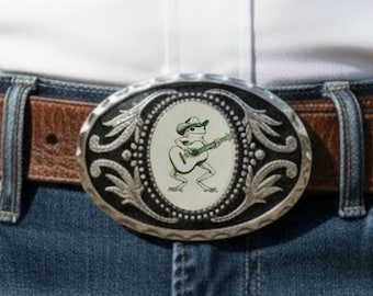 Belt Buckle Cowboy Accessory with Frog, Western Belt Buckle for Western Fashion, Custom Belt Buckle Gifts for Him Anniversary Gift