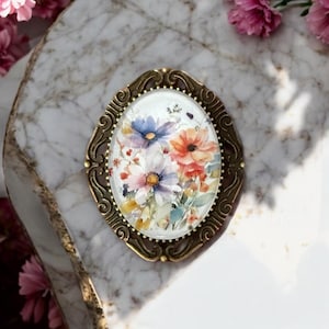 Wildflower Brooch, Flower Brooch for Woman Birthday Gift, Vintage Brooch Mothers Day Gift for Her Flower Brooch Pin