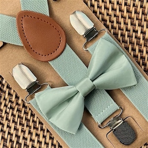 Sage Bow Tie & Sage Suspenders, Sage Tie, Eucalyptus Bow Tie, Sage Green Wedding, Bowtie, Sage Ring Bearer Gift, Eucalyptus Wedding, Bowtie