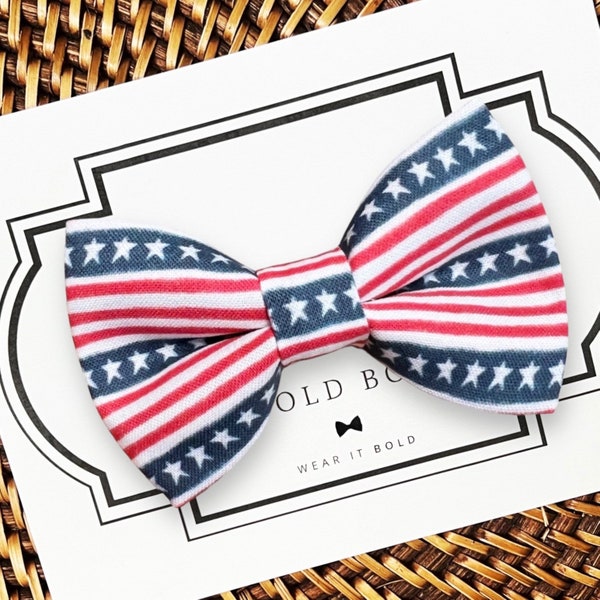 4th of July Dog Bow Tie, Cat Bow Tie, Dog Bowtie, Fourth of July Dog Bowties, Dog Collar Bows, USA Dog Bow Ties, Red White & Blue, Stars