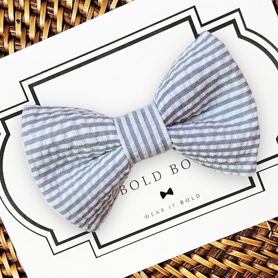 Easter Dog Bow Tie, Gray Seersucker Bow Tie for Dogs, Cats, Pets, Bowtie, Bow Ties, Dog Lover Gift, Dog Accessories, Dog Gift