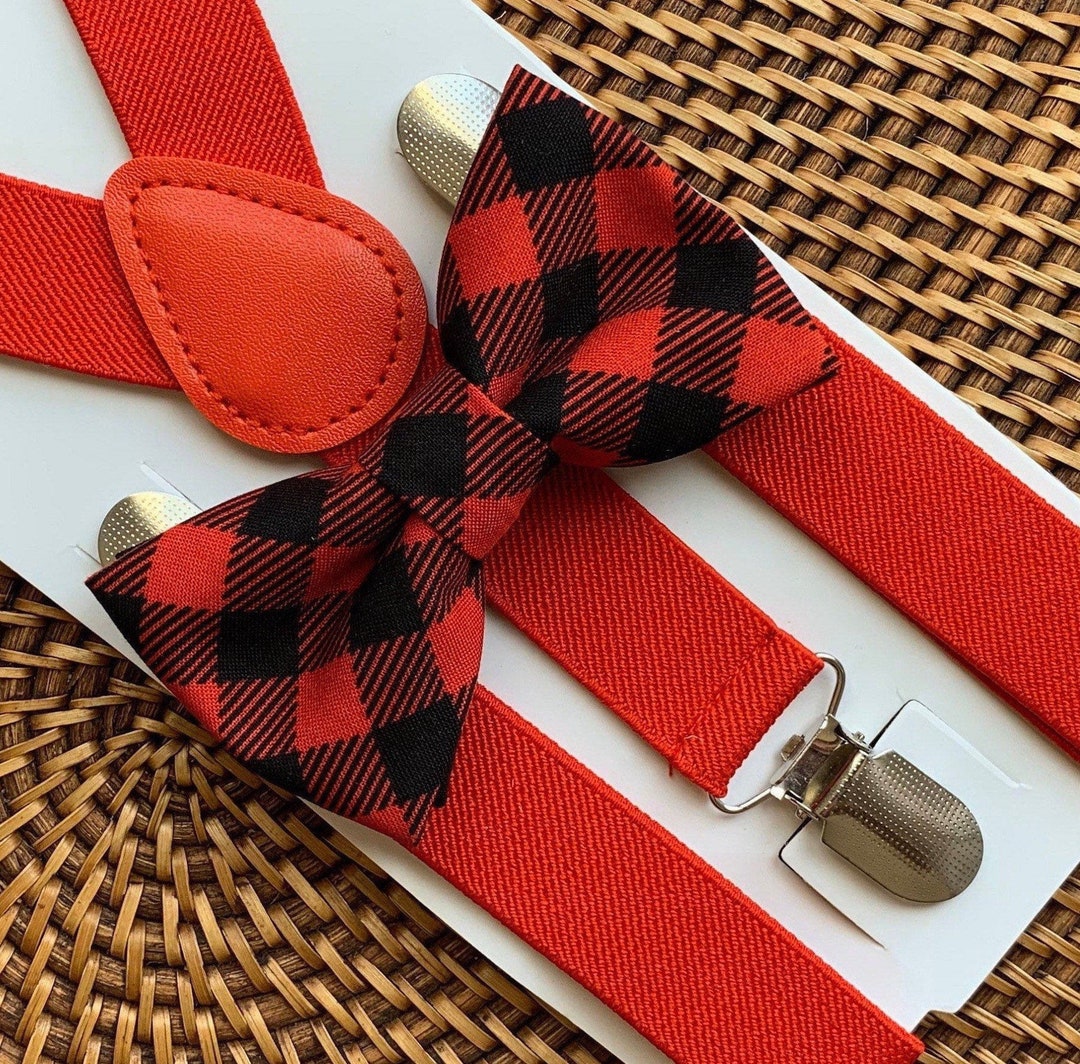 Buffalo Plaid Bow Toddler Tie, Bow Tie, Etsy - Buffalo Red Outfit, Suspenders Tie, Tie, Suspenders, Bow Suspenders, Christmas Bow Check Schweiz Boys