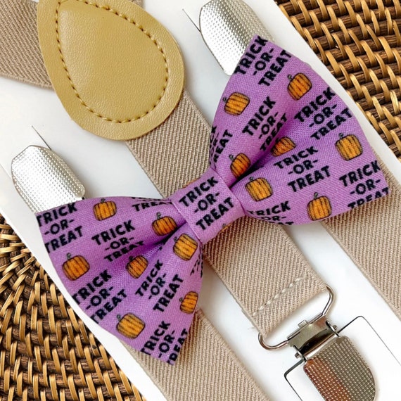 Halloween Bow Tie and Suspenders- Perfect for a Halloween Gift, Wedding, Halloween Party, Mens Bow Tie, Toddler Bow Tie, Halloween Costume