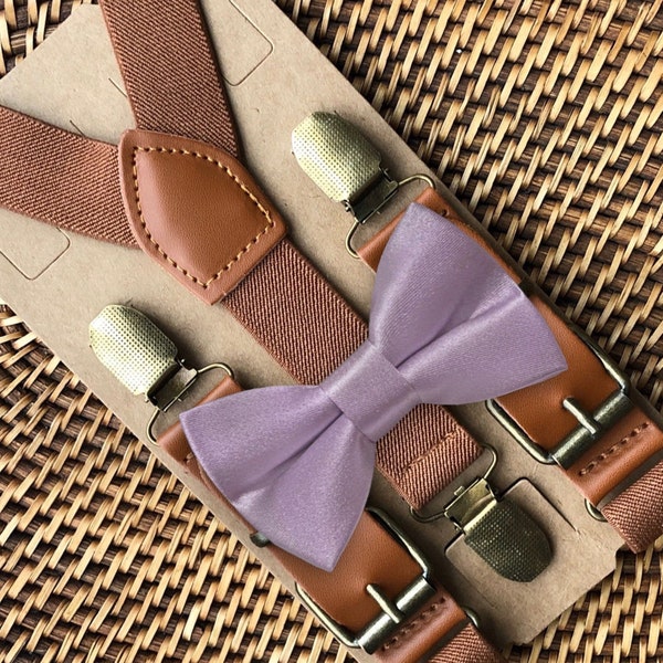 Lavender Haze Bow Tie & Suspenders, Dusty Lavender Wedding, Purple Wedding, Ring Bearer Outfit, Groomsmen Ties, Purple Bow Tie, Bowtie