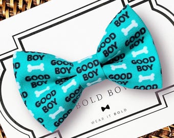 Good Boy Dog Bow Tie, Blue Green Bow Tie for Dogs, Cats, Bowtie, Bow Ties, Dog Bow Tie, Dog Accessories, Dog Birthday Gift, Dog Lover Gift