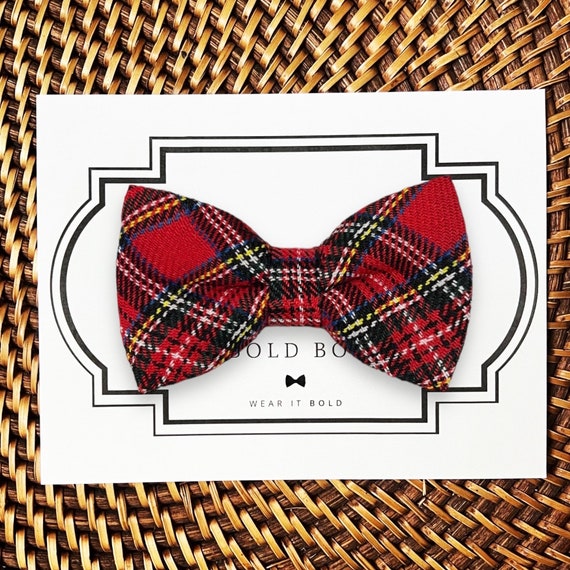 Red Tartan Plaid Christmas Dog Bow or Cat Bow Tie, Dog Owner Gift, Dog Bowtie, Dog Mom Gift, Dog Gifts, for Dog Collar, Dog Owner Gift