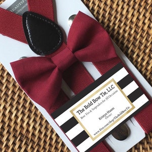 Burgundy Bow Tie & Suspenders, Burgundy Bow Tie, Burgundy Suspenders, Wine Toddler Bow Tie, Wedding Suspenders, Ring Bearer Outfit, Wedding