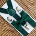 Dark Green Juniper Bow Tie & Green Suspenders, Winter Wedding, Bow Ties, Hunter Green Bowtie, Ring Bearer Outfit, Bow Ties, Groomsmen 