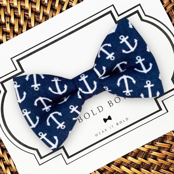 Navy Anchor Dog Bow Tie, Summer Bow Tie for Dogs, Cats, Nautical, Bow Ties, Dog Bow Tie, Dog Accessories, Dog Gift, Dog Lover Gift, Cat Gift