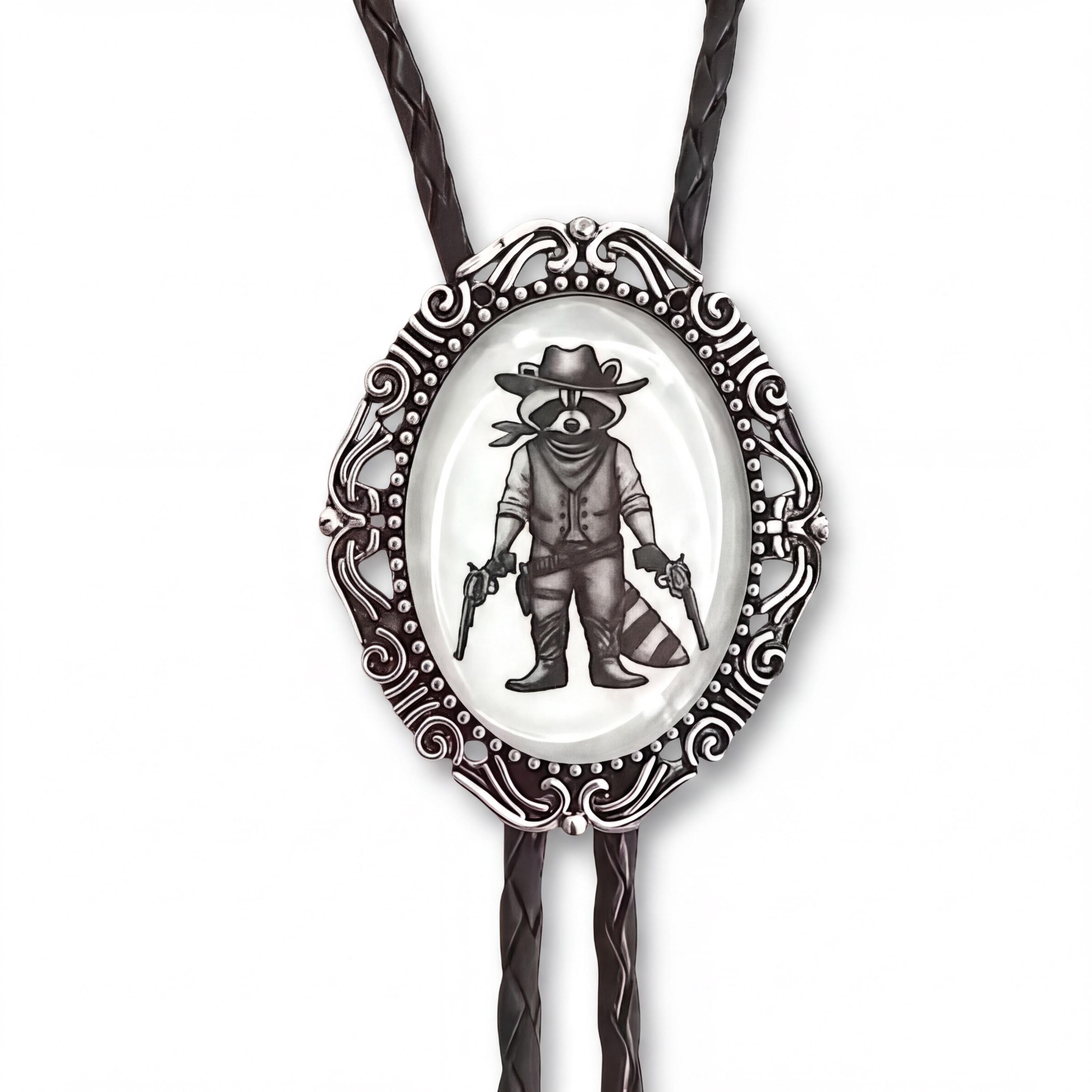 Raccoon Bolo Tie, Western Wedding Mens Jewelry, Funny Bolo Ties