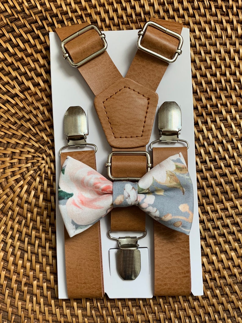 Bow Tie & Suspenders Floral Bow Tie and Leather Suspenders Etsy