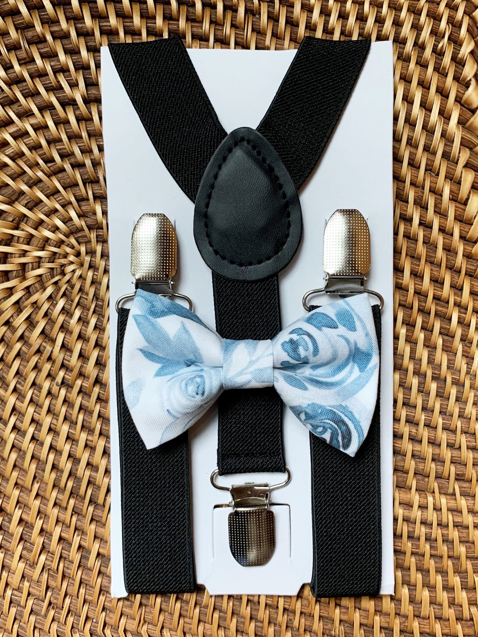 Dusty Blue Floral Bow Tie & Suspenders Dusty Blue Bow Tie Etsy