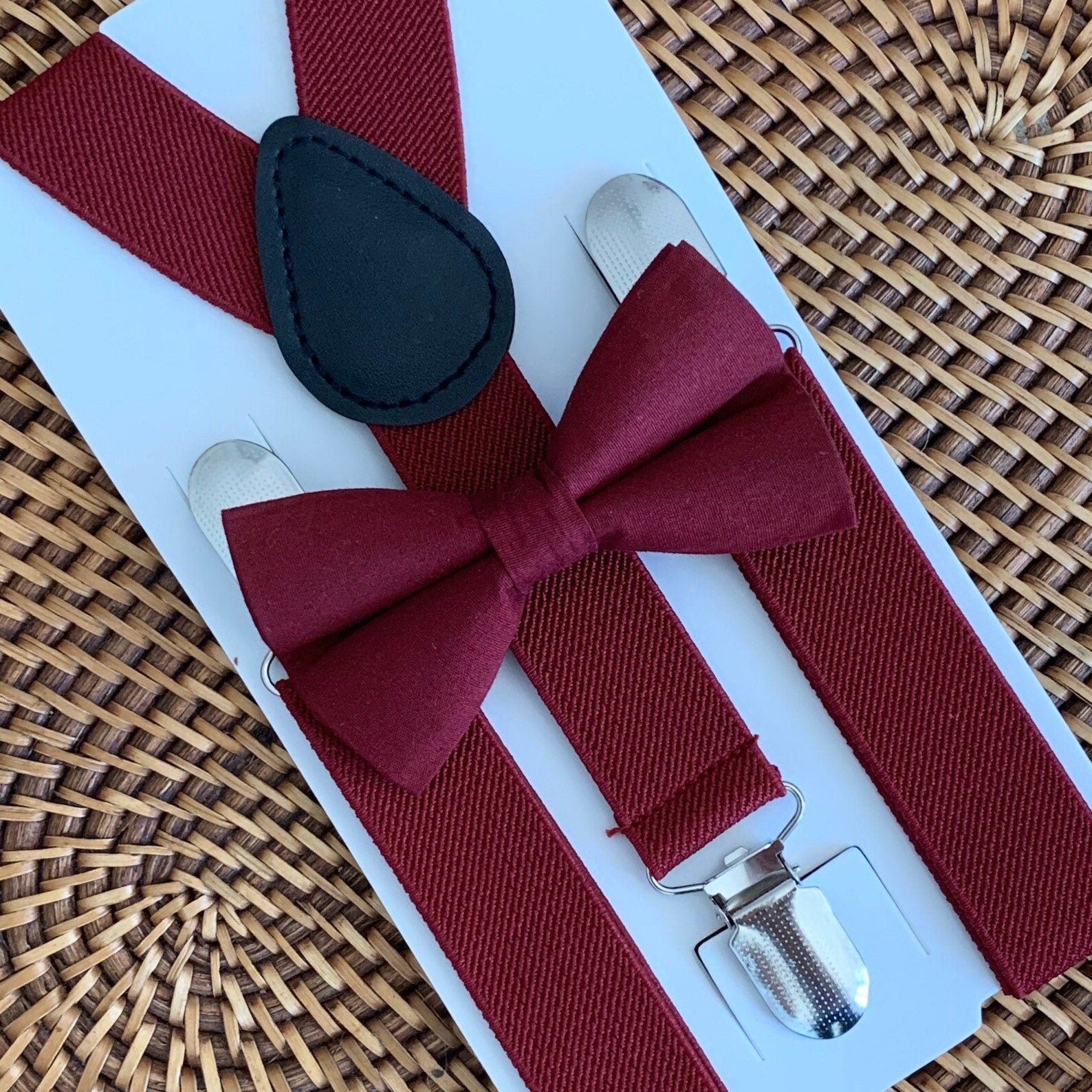mens burgundy suspenders and bow tie