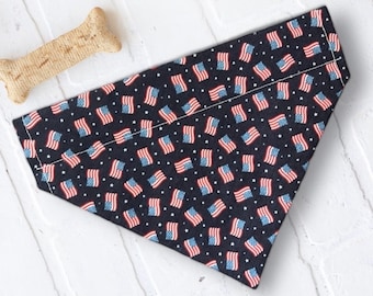 4th of July Dog Bandana for Independence Day, Patriotic Pet Bandana for Fourth of July, Red White and Blue American Flag Pet Accessories