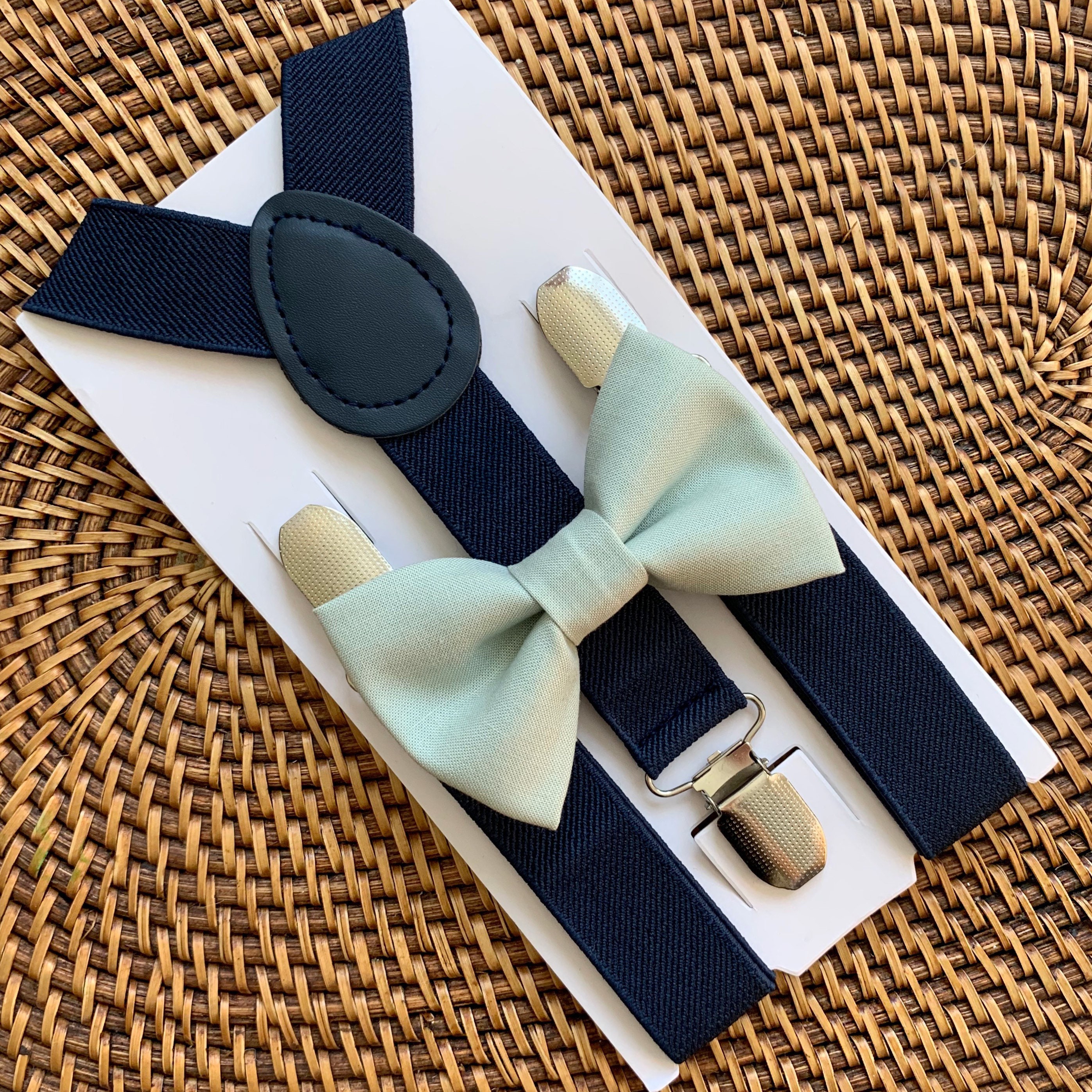 Sage Green Bow Tie & Navy Suspenders Easter Bow Tie Wedding | Etsy