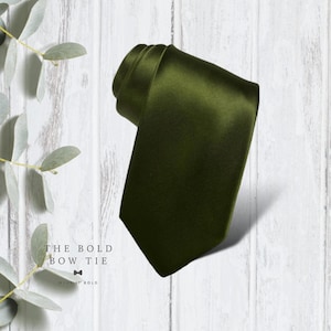 Olive Necktie for Weddings, Satin Olive Groomsman Gift, Groomsman Proposal, Olive Green Wedding, Olive Ties for Men, Groomsmen Gift,Neckties