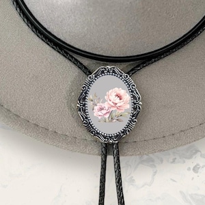Floral Bolo Tie, Dressy Fancy Cowboy Tie Western String Tie, Cowboy Necktie Mens Bolo Tie, Bolo Necktie Western Tie Wedding Shabby Chic